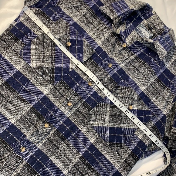 CAMP 100% COTTON SHACKET FLANNEL BLUE WITH GRAY SHADES 2 POCKET FRONT - Picture 5 of 5